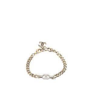 CHANEL Silver Logo Charm Bracelet